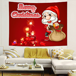 FireBrick Christmas Theme Santa Claus Pattern Polyester Wall Hanging Tapestry, for Bedroom Living Room Decoration, Rectangle, FireBrick, 730x950mm