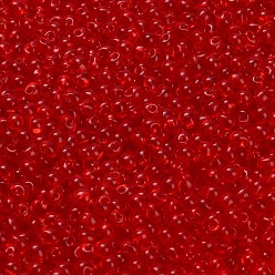 (DP140) Transparent Red Orange Миюки 3.4мм капельные бусины, японский бисер, прозрачные цвета, (dp140) прозрачный красный оранжевый, 3.4x3 мм, отверстие : 0.65 мм, Около 8100 шт / 450 г