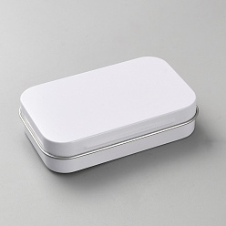 White Iron Jewelry Storage Boxes with Hinged Lid, for DIY Candles, Dry Storage, Spices, Tea, Candy, Party Favors, Rectangle, White, 9.8x6.35x2.25cm