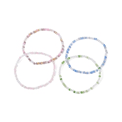 Mixed Color Grass Round Beaded Stretch Bracelet for Women, Mixed Color, Inner Diameter: 2-3/8 inch(6cm)