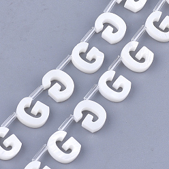 Letter G Natural Freshwater Shell Beads, Top Drilled Beads, White, Letter.G, 10x8x3mm, Hole: 0.8mm