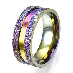 Rainbow Color 201 рифленое кольцо из нержавеющей стали для мужчин и женщин, Радуга цветов, внутренний диаметр: 19 мм, широк: 8 мм