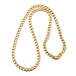 Настоящее золото 22K 6мм 304 ожерелья из кубинской цепи из нержавеющей стали для женщин и мужчин, вакуумное покрытие pvd, реальный 22 k позолоченный, 23.62 дюйм (60 см)