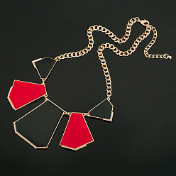 Red + Black Shiny Necklace with Polygon Pendant - Multi-color Options, Accessories.