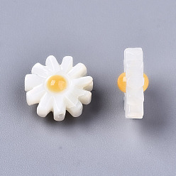 Seashell Color Natural White Shell Mother of Pearl Shell Beads, Flower, Seashell Color, 10x5mm, Hole: 0.8mm