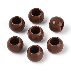 Кокосово-Коричневый Непрозрачные акриловые бусины, круглые, кокосового коричневый, 12x9.8 мм, отверстие : 6.5 мм, Около 850 шт / 500 г