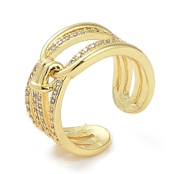 Real 18K Gold Plated Brass with Cubic Zirconia ring, Long-Lasting Plated, Lead Free & Cadmium Free, Real 18K Gold Plated, Inner Diameter: 17mm