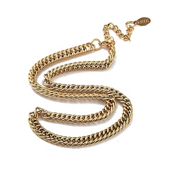 Real 18K Gold Plated Ion Plating(IP) 304 Stainless Steel Cuban Link Chain Necklace, Real 18K Gold Plated, 16.14 inch(41cm)
