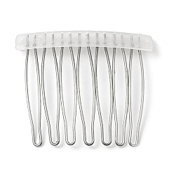 Stainless Steel Color 304 Stainless Steel & Plastic Hair Comb Findings, Stainless Steel Color, 43x49.5x6mm