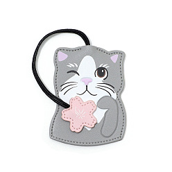 Gray cat Cute Cartoon Cat Leather Keychain Mini Key Organizer