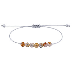 Цитрин Круглая бусина в стиле бохо из натурального цитрина, плетеная для женщин, 2 дюйм (5 см), внутренний диаметр: 11-3/4 дюйм (30 см)