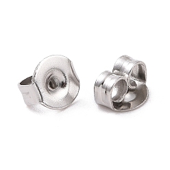 Stainless Steel Color 304 Stainless Steel Ear Nuts, Friction Earring Backs for Stud Earrings, Stainless Steel Color, 5x4x2.5mm, Hole: 1mm