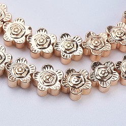 Light Gold Plated Non-magnetic Synthetic Hematite Beads Strands, Smooth Surface, Sunflower, Light Gold Plated, 7.5x3mm, Hole: 1mm, about 57~58pcs/strand, 15.9 inch(40.5cm)