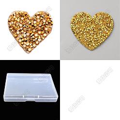 Подсолнух 20шт. 2 стили блестящая смола термоклеящиеся стразы, термоклей на спине, горный хрусталь, сердце, подсолнечник, 35.5~54x35~53x2.5 мм, 10 шт / стиль