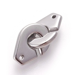 Stainless Steel Color 304 Stainless Steel Interlocking Clasps, Stainless Steel Color, 24x11x2mm, Hole: 1mm