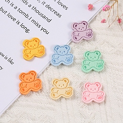 Mixed Color Bear Cloth Labels, Handmade Embossed Tag, for DIY Jeans, Bags, Shoes, Hat Accessories, Mixed Color, 18x19mm