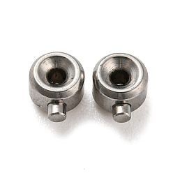 Stainless Steel Color 303 Stainless Steel Crimp Beads, Column, Stainless Steel Color, 4x3x2.4mm, Hole: 0.7mm