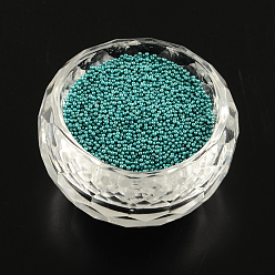 Dark Turquoise Color Plated DIY 3D Nail Art Decoration Mini Glass Beads, Tiny Caviar Nail Beads, Dark Turquoise, 0.6~0.8mm, about 450g/bag