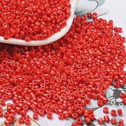 Orange Red Baking Paint Glass Seed Beads, Cylinder, Orange Red, 2.5x2mm, Hole: 1.4mm, about 45359pcs/pound