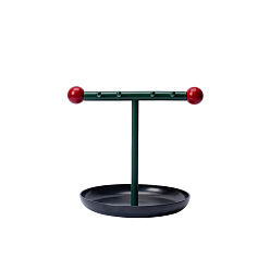 Зеленый Окрашенные распылением T-образные органайзеры для ювелирных изделий с черными лотками из АБС-пластика, для браслетов ожерелий колец серег, зелёные, 21x20x21.5 см