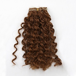 Saddle Brown High Temperature Fiber Long Instant Noodle Curly Hairstyle Doll Wig Hair, for DIY Girl BJD Makings Accessories, Saddle Brown, 7.87~9.84 inch(20~25cm)