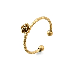 Золотой 304 из нержавеющей стали Манжета кольца для женщин, цветок, золотые, 5x5 мм