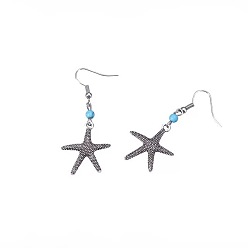 Starfish-5 Vintage Owl and Starfish Turquoise Earrings for Women