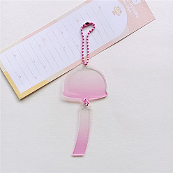 Pink Gradient Acrylic Disc Pendant Decoration, with Ball Chains, for DIY Keychain Pendant Ornaments, Bell, Pink, 145x46mm