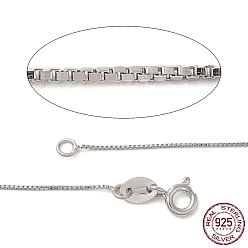 Platinum Rhodium Plated 925 Sterling Silver Box Chain Necklaces, with Spring Ring Clasps, with 925 Stamp, Platinum, 16 inch(40cm), 0.65mm