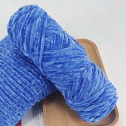 Королевский синий Шерстяная пряжа синель, бархатные нитки для ручного вязания, для детского свитера, шарфа, ткани, рукоделия, ремесла, королевский синий, 3 мм, около 87.49 ярдов (80 м) / моток