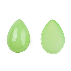 Light Green Opaque Resin Cabochons, Imitation Jade, Teardrop, Light Green, 12x8x4.5mm