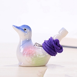 Duck Porcelain Whistles, with Polyester Cord, Whistles Toys for Kids Birthday Gift, Duck Pattern, 72x38x55mm