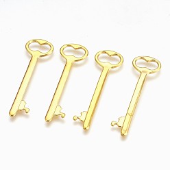 Golden Tibetan Style Zinc Alloy Key Big Pendants, Lead Free and Cadmium Free, Golden, 53.5x16x2mm