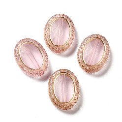 Pink Transparent Acrylic Beads, Oval, Pink, 17.5x13x6mm, Hole: 1.6mm, about: 610pcs/500g