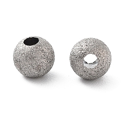 Stainless Steel Color Titanium Beads, Round, Textured, Stainless Steel Color, 5x4.8mm, Hole:1.6mm