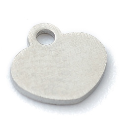 Stainless Steel Color 304 Stainless Steel Charms, Stamping Blank Tag, Laser Cut, Heart, Stainless Steel Color, 6x5.5x0.6mm, Hole: 1mm