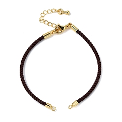 Кокосово-Коричневый 2мм витой круглый нейлоновый шнур для изготовления браслета, подходит для соединительных шармов, с латунными выводами и 303 застежками из лобстера из нержавеющей стали, реальный 18 k позолоченный, кокосового коричневый, 6.22 дюйм (15.8 см)