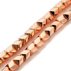 Гальванический Розовый Золотой Гальванические нити из синтетических немагнитных гематитовых бусин, граненые, многоугольник, покрытием из розового золота, 4x3.5x4 мм, отверстие : 0.8 мм, около 104 шт / нитка, 15.75 дюйм (40 см)
