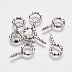 Stainless Steel Color 304 Stainless Steel Screw Eye Pin Peg Bails, For Half Drilled Beads, Stainless Steel Color, 18x8.5x1.5mm, Hole: 5.5mm