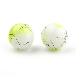 Зелено-Желтый Вытяжка и выпечка окрашены стеклянные бусины пряди, круглые, зеленый желтый, 10 мм, отверстие : 1 мм, около 80 шт / нитка, 31.4 дюйм