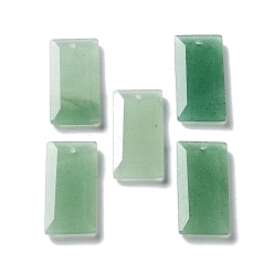 Green Aventurine Natural Green Aventurine Pendants, Faceted Rectangle Charms, 25x13x4~4.5mm, Hole: 1mm