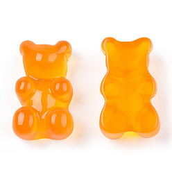 Orange Translucent Resin Cabochons, Bear, Orange, 18.5x11x7mm