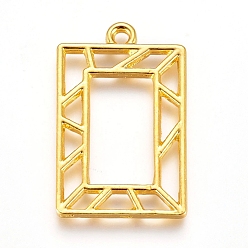 Golden Zinc Alloy Open Back Bezel Pendants, For DIY UV Resin, Epoxy Resin, Pressed Flower Jewelry, Rectangle, Golden, 28.5x18.5x2mm, Hole: 1.5mm
