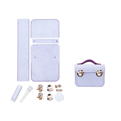 Lavender DIY Purse Making Kit, Including Cowhide Leather Bag Accessories, Iron Needles & Waxed Cord, Iron Clasps Set, Lavender, 8x10.5x4.5cm
