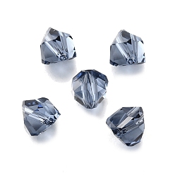 Светлый Стально-синий Стекло имитация австрийских хрустальных бусин, многоугольник, граненые, светло-стальной синий, 7x7.5x7.5 мм, отверстие : 1.2 мм