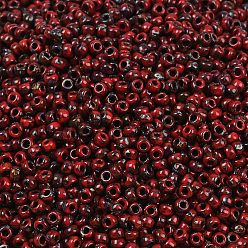 (RR4521) Opaque Dark Red Picasso Миюки круглые бусины рокайль, японский бисер, (rr4521) непрозрачный темно-красный пикассо, 8/0, 3 мм, отверстие : 1 мм, Около 19000~20500 шт / фунт