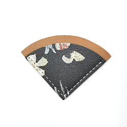 Black Imitation Leather Fan-Shaped Book Albums Menus Folders Corner Protectors, Flower Pattern, Black, 73x52x3mm