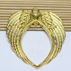 Golden Tibetan Style Alloy Links, Wing, Golden, 65x69x3mm