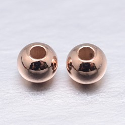 Real Rose Gold Plated Round 925 Sterling Silver Spacer Beads, Real Rose Gold Plated, 4mm, Hole: 1~1.3mm, about 181pcs/20g