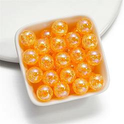 Orange Baking Painted Crackle Glass Beads, Round, Orange, 16mm, Hole: 2mm, 10pcs/bag